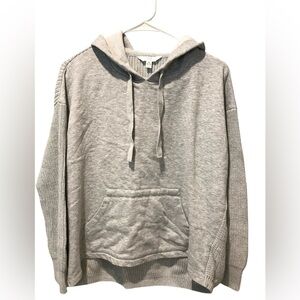 Time and Tru Mixed Media Gray Hoodie Sweatshirt XL